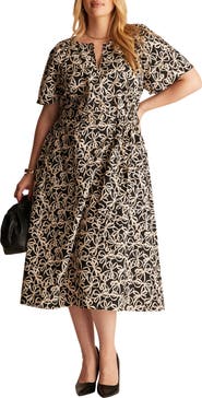 Estelle Noirette Bow Print Midi Dress
