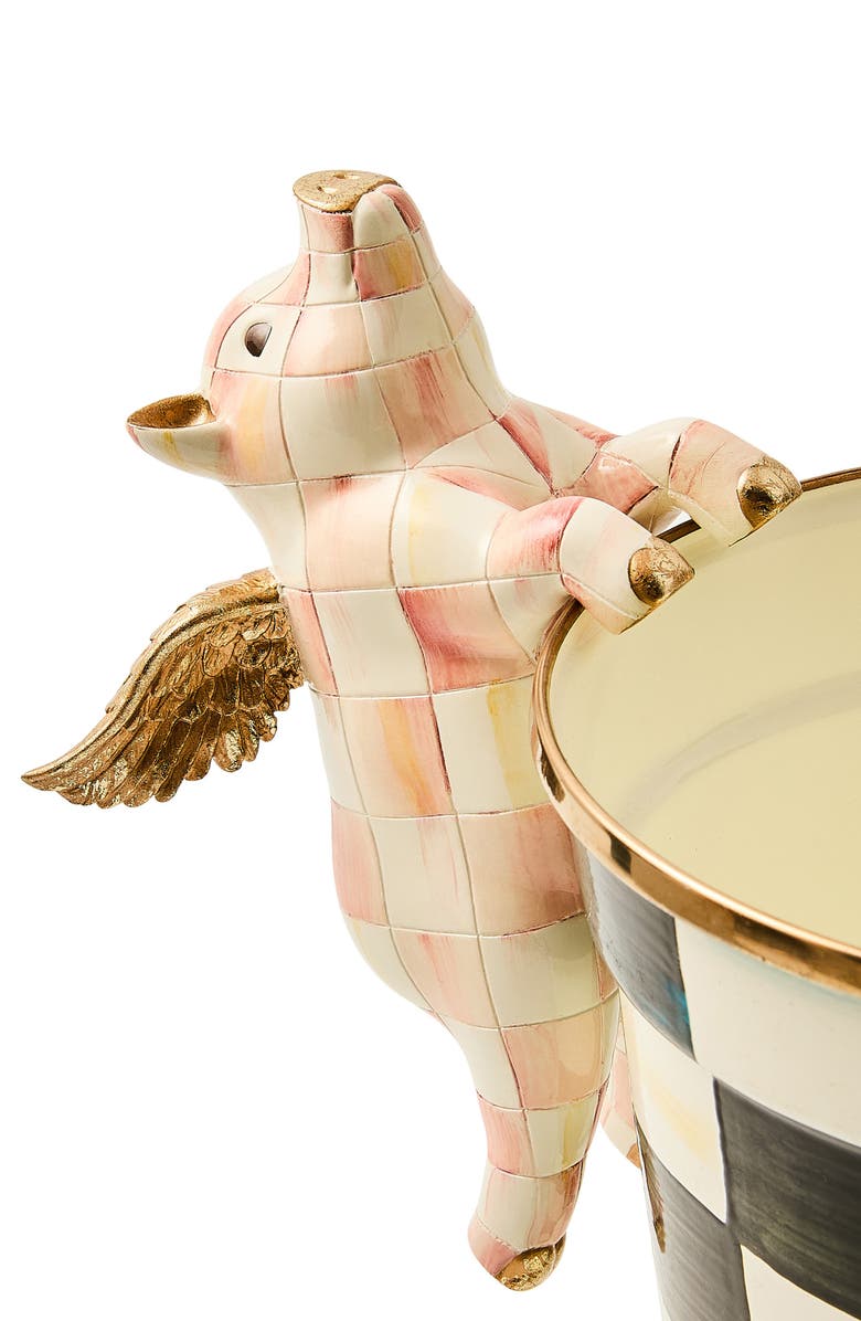 MACKENZIE CHILDS Rosy Check Flying Pig Pot Climber, Alternate, color, Rosy