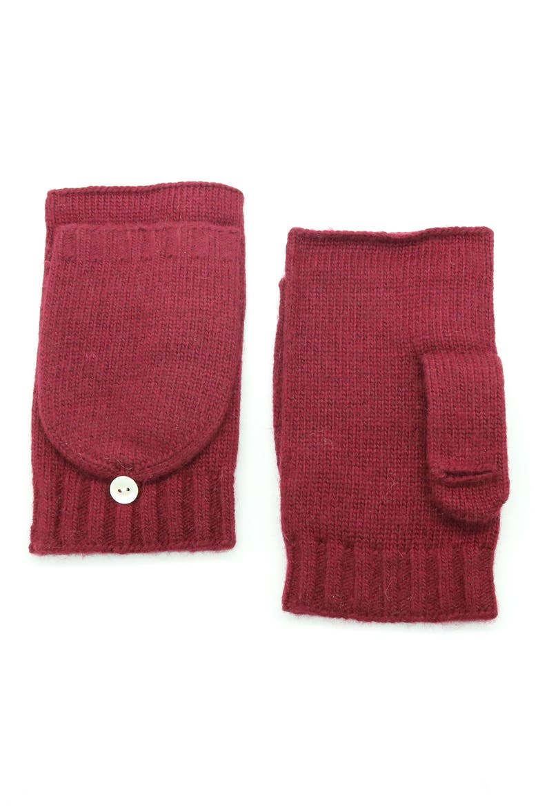 Flip Top Fingerless Gloves, Main, color, MAROONE