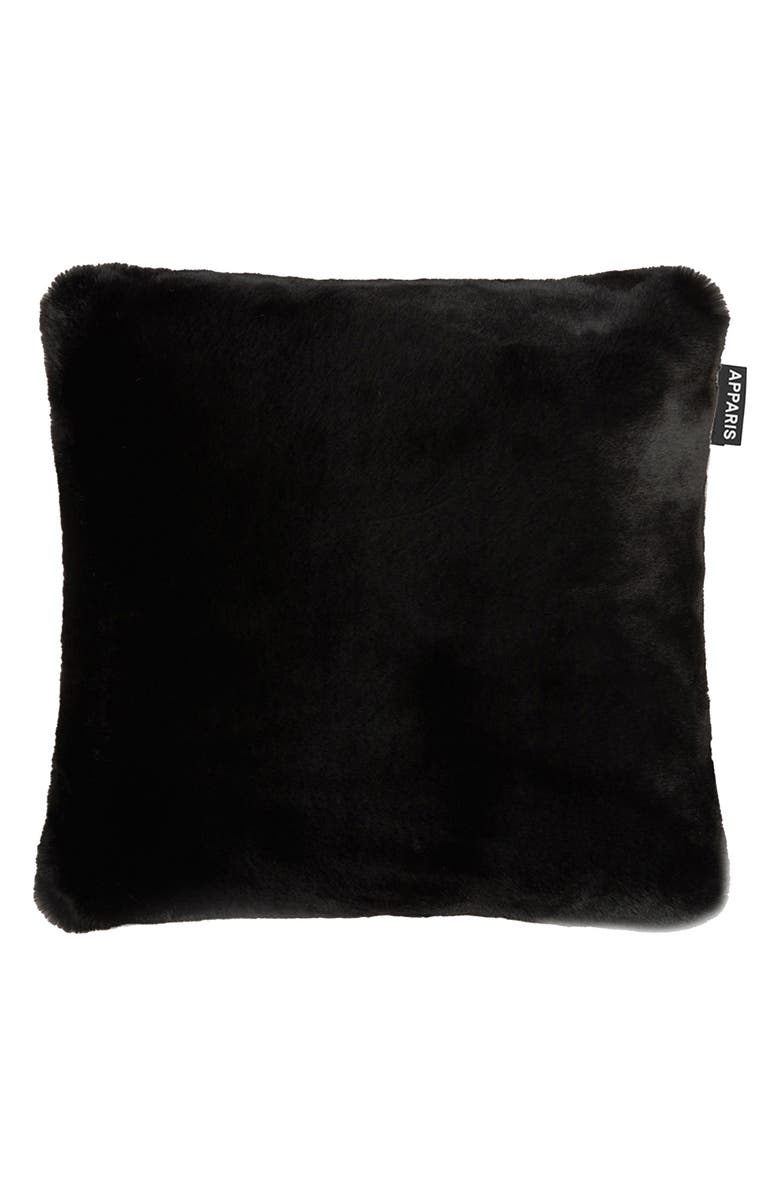 Apparis Brenn Faux Fur Accent Pillow Cover, Main, color, Noir
