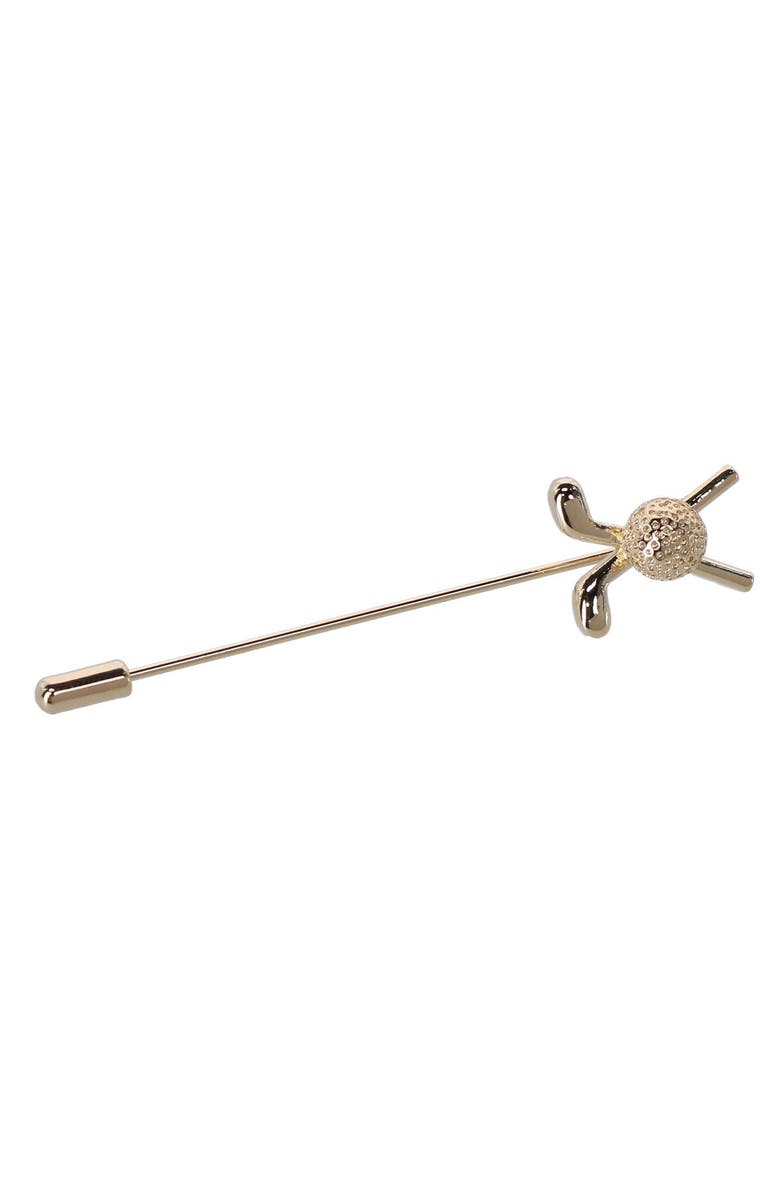 Trafalgar Palmer Golf Clubs and Ball Lapel Pin, Main, color, Gold