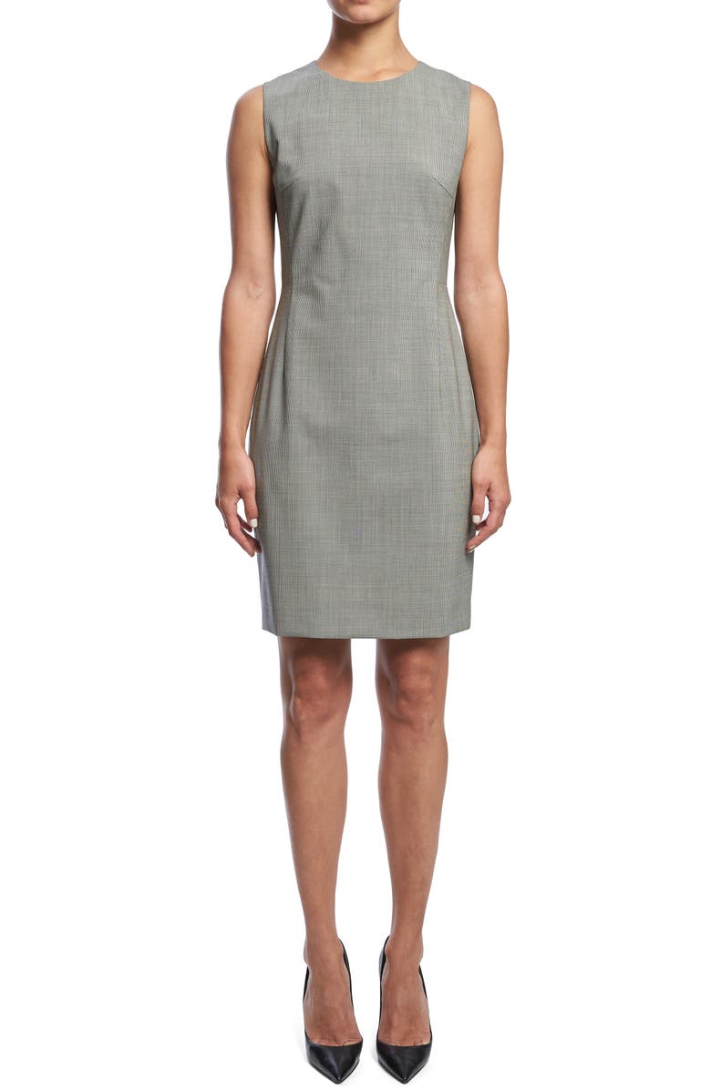 Theory Sleeveless Seam Fitted Stretch Wool Dress, Main, color,
