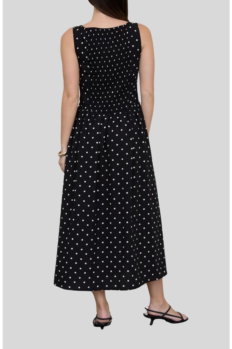 Polka Dot Sleeveless Midi Dress, Alternate, color, BLACK