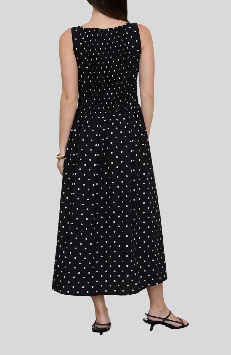 Blu Pepper Polka Dot Sleeveless Midi Dress, Alternate, color, 