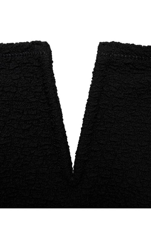 Mango Textured Split Neck One-piece Swimsuit In Black