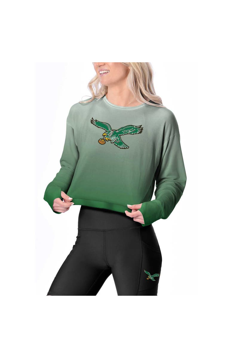 Certo Women's Certo Kelly Green Philadelphia Eagles Gridiron Classics Shift Hi Low Ombre Long Sleeve T-Shirt, Main, color, 