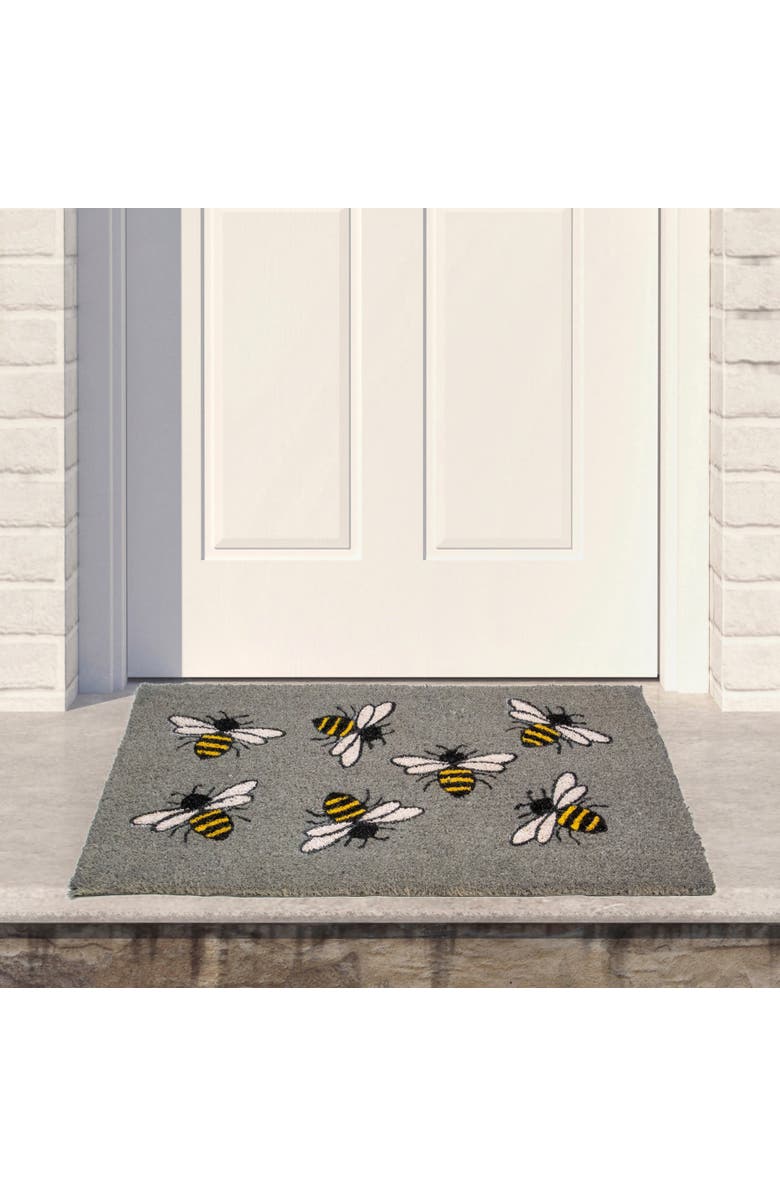 Northlight Natural Coir Outdoor Rectangular Bumble Bee Doormat 18" x 30", Alternate, color, Gray