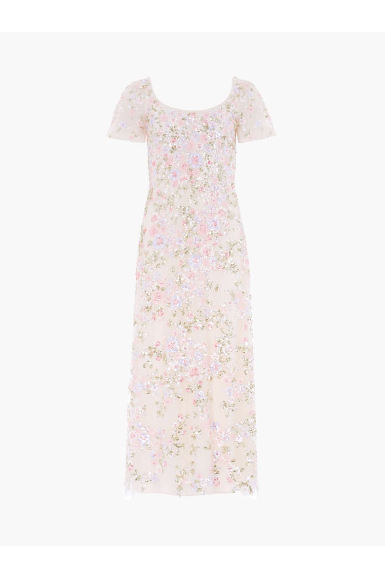 Dream Garland Puff Sleeve Ankle Gown, Alternate, color, Cream/Multi