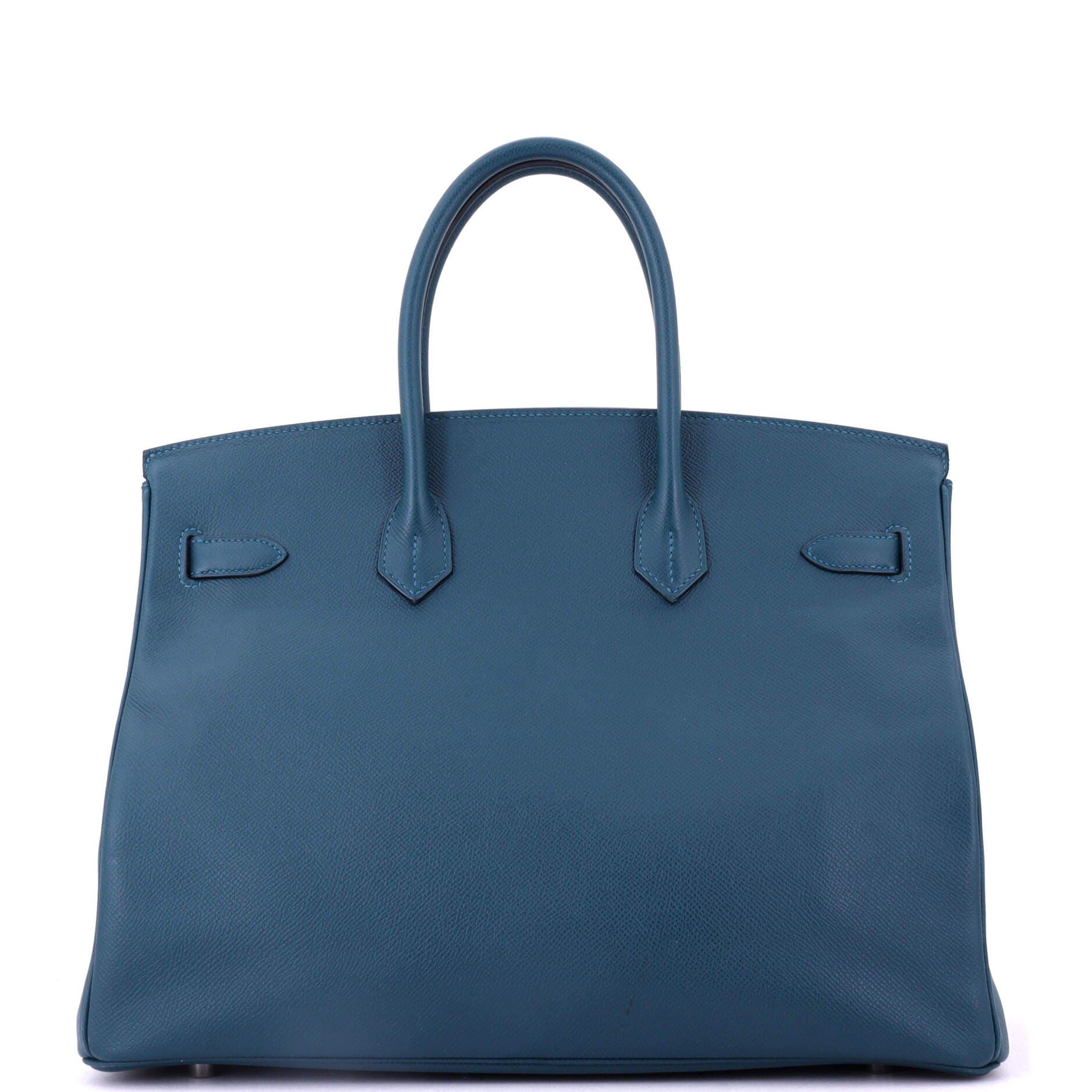 Pre-Owned Hermes Birkin Handbag Blue Epsom with Palladium Hardware 35, Alternate, color, 