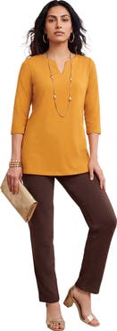Jessica London Stretch Cotton Notch Neck Tunic