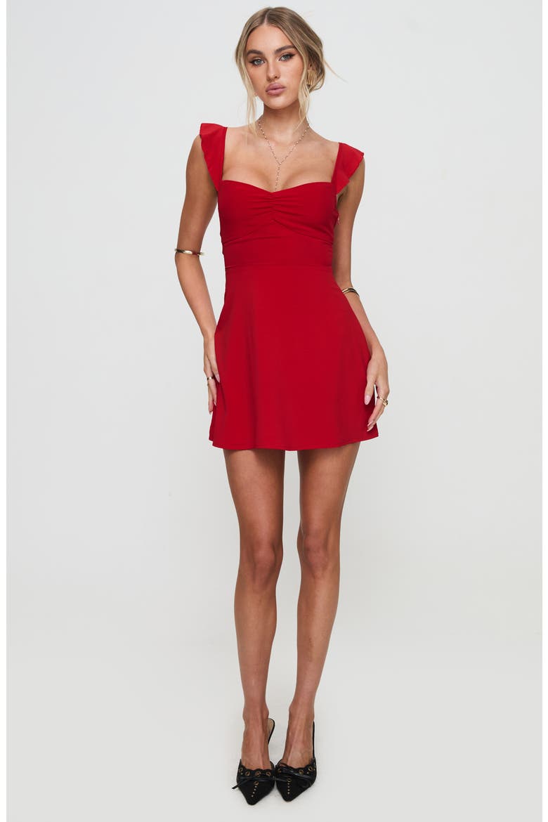 Landon Lace-Up Minidress, Alternate, color, RED