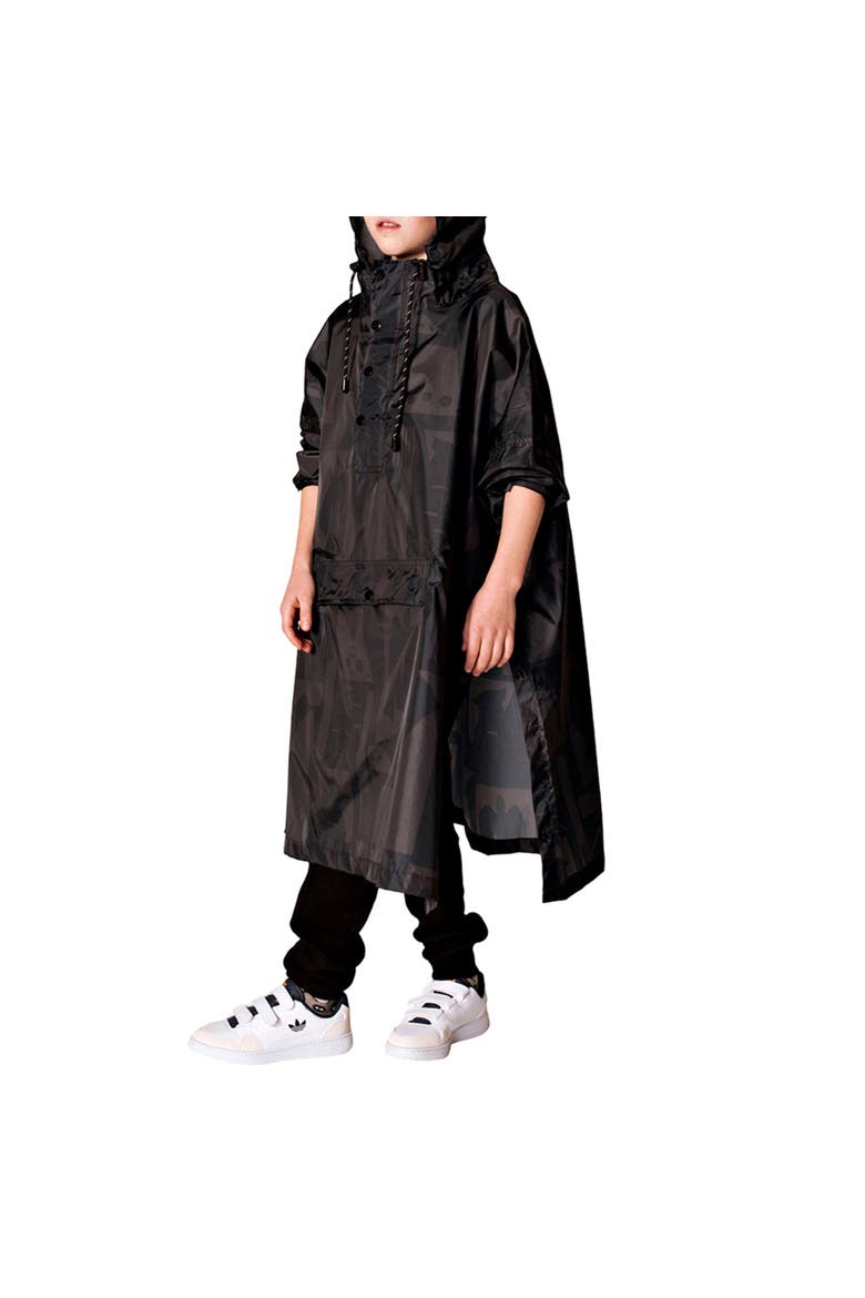 Kids Rain Poncho Back To Art, Main, color, Black