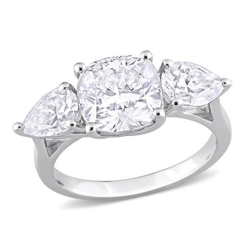 Moissanite Cushion 3-Stone Ring