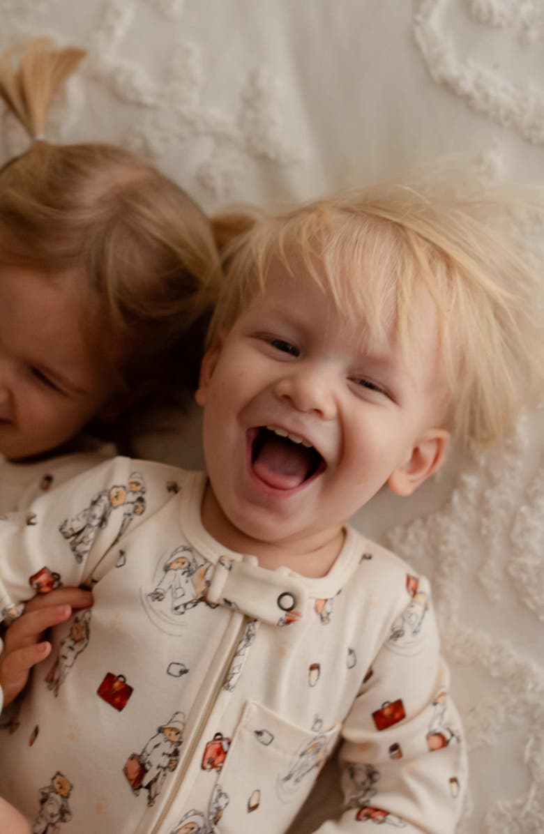 L'ovedbaby Adventure Paddington Organic Cotton Zip Romper, Alternate, color, Adventure Paddington