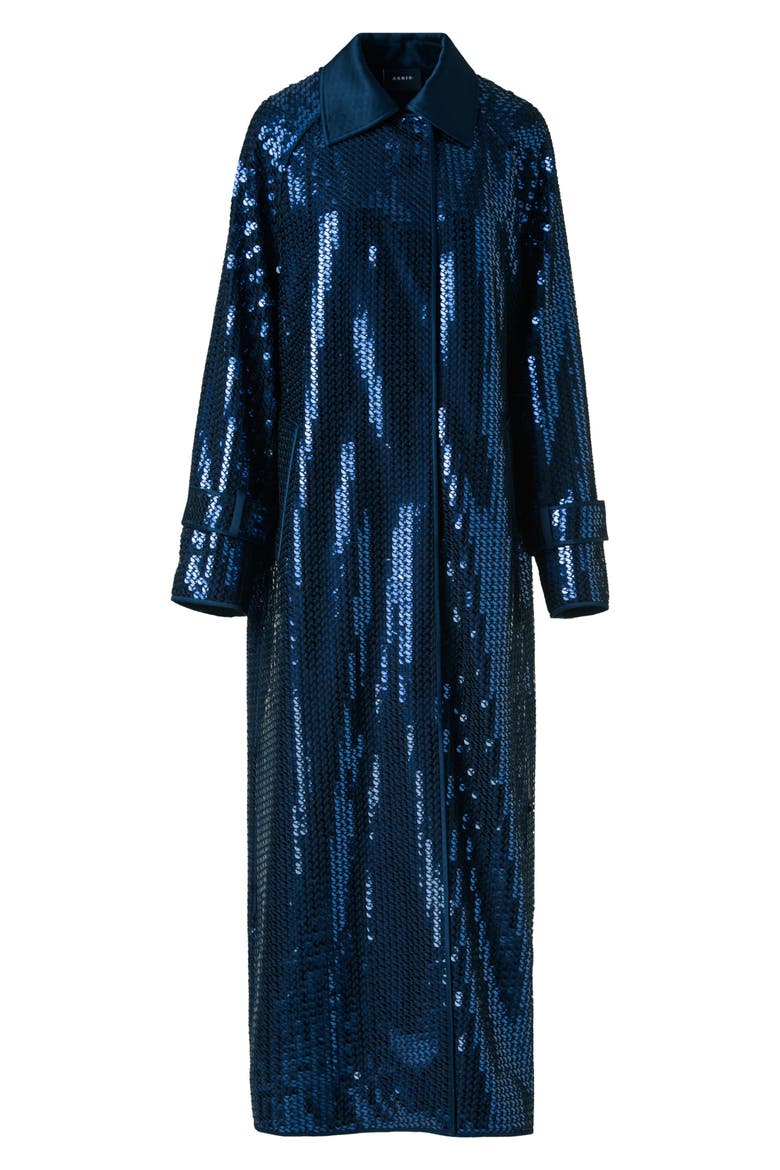 Estelle Sequin Long Coat, Alternate, color, NAVY