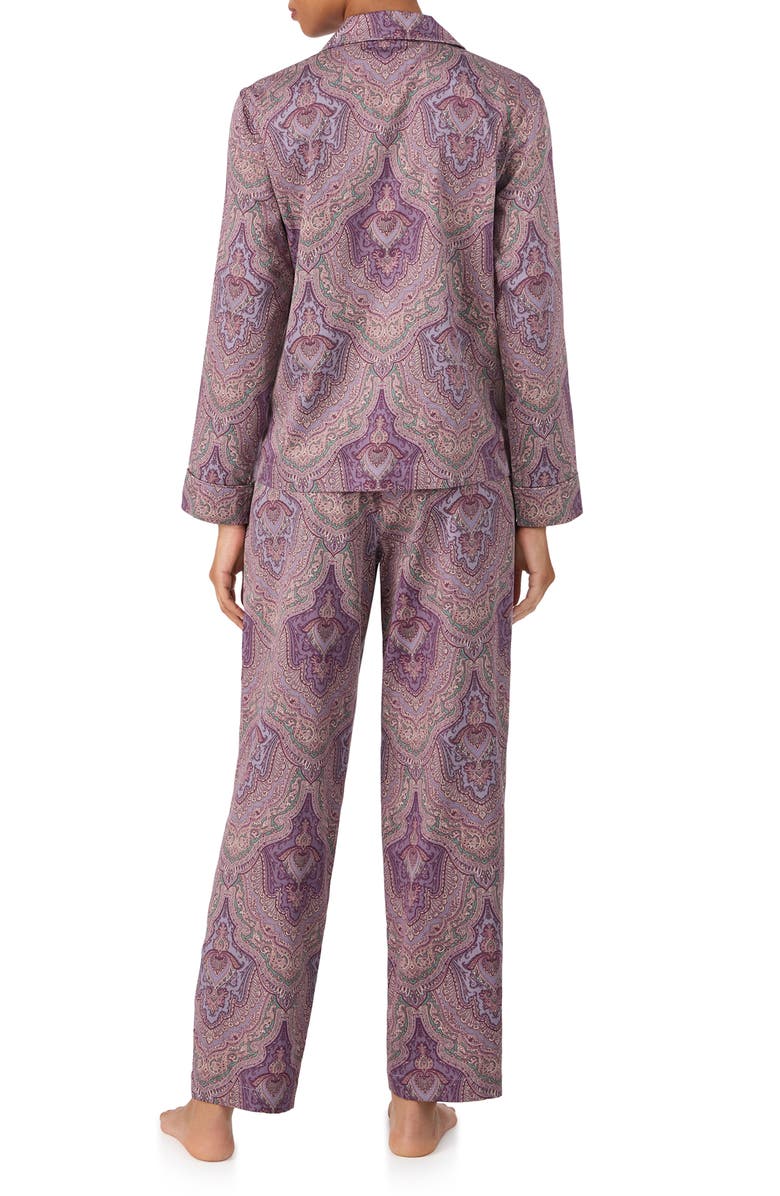 Lauren Ralph Lauren Print Cotton Blend Pajamas, Alternate, color, Purple Paisley