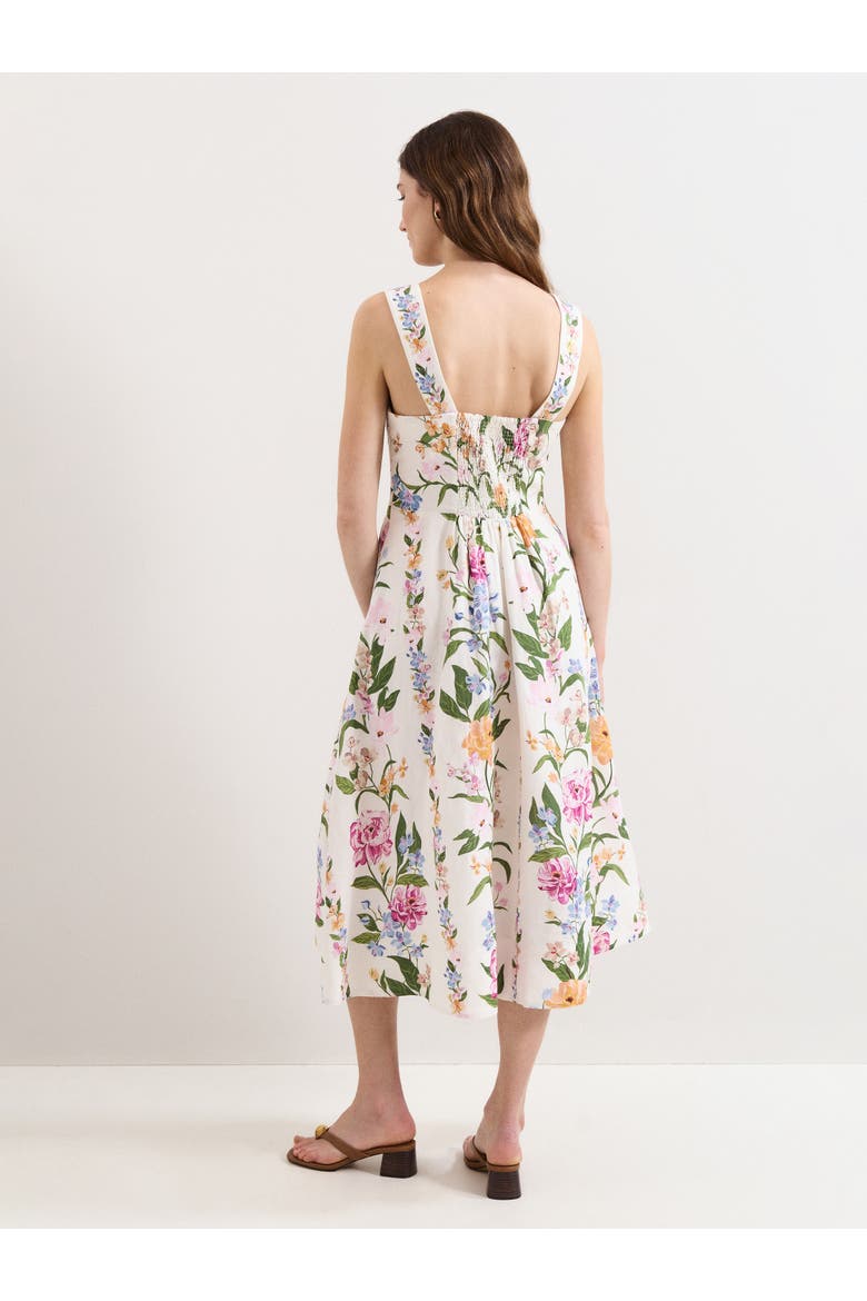 Lucia Linen Blend Square Neck Midi Dress, Alternate, color, Multi