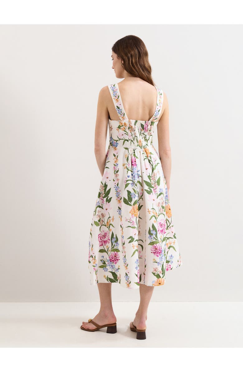 Phase Eight Lucia Linen Blend Square Neck Midi Dress, Alternate, color, Multi