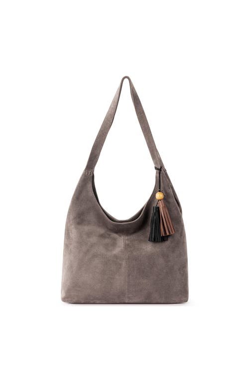 The Sak Huntley Leather Hobo In Mushroom Suede