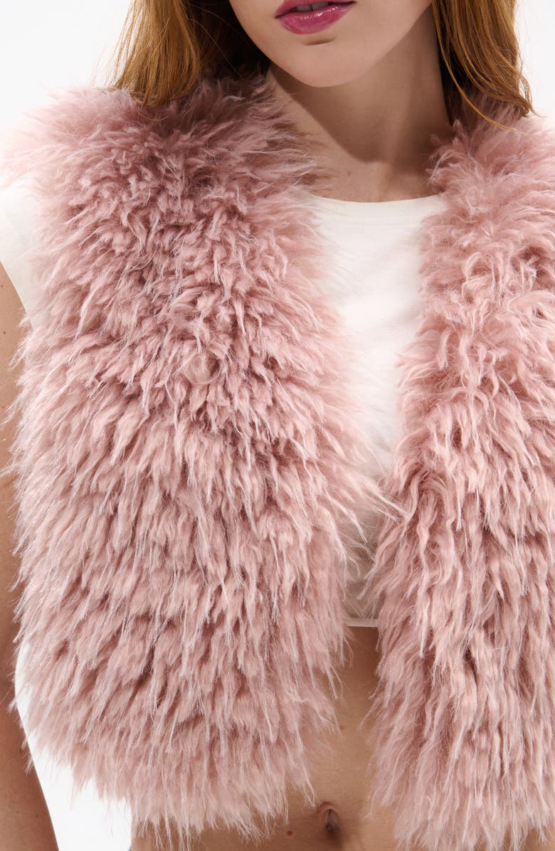AZALEA WANG Camille Faux Fur Crop Vest, Alternate, color, Pink