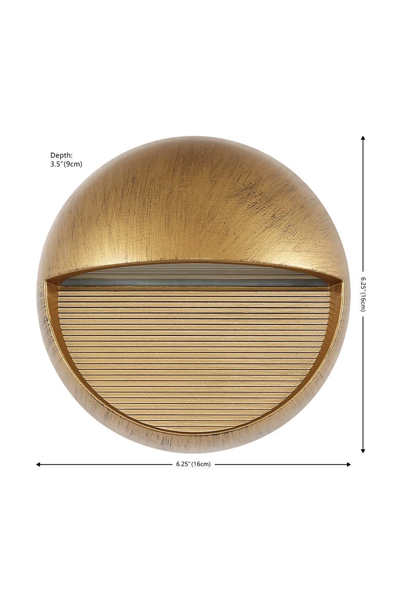Orbe Outdoor Metal/Glass Integrated LED Wall Sconce, Alternate, color, Antique Gold