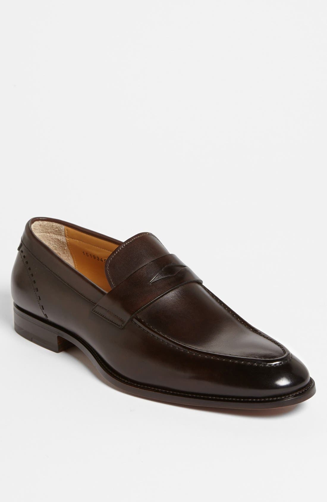 'Patrick' Penny Loafer, Main, color, DARK BROWN