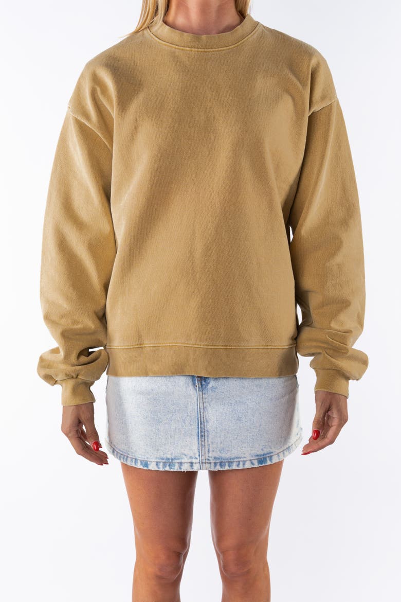 Gender Inclusive Post Surf Crew Sweatshirt, Main, color, Sunrise Yellow