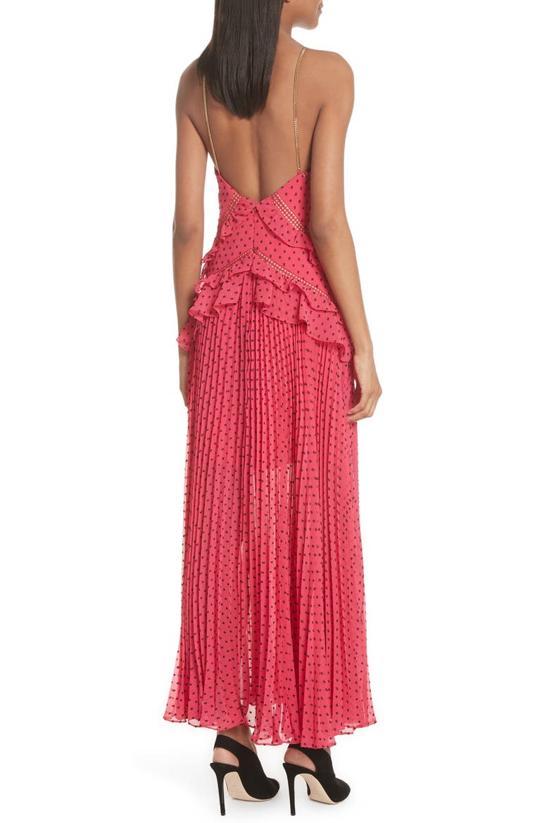 Ruffle Detail Plumetis Gown, Alternate, color, FUCHSIA