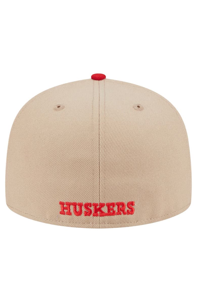 New Era Men's New Era  Khaki Nebraska Huskers Two-Tone 59FIFTY Fitted Hat, Alternate, color, Khaki