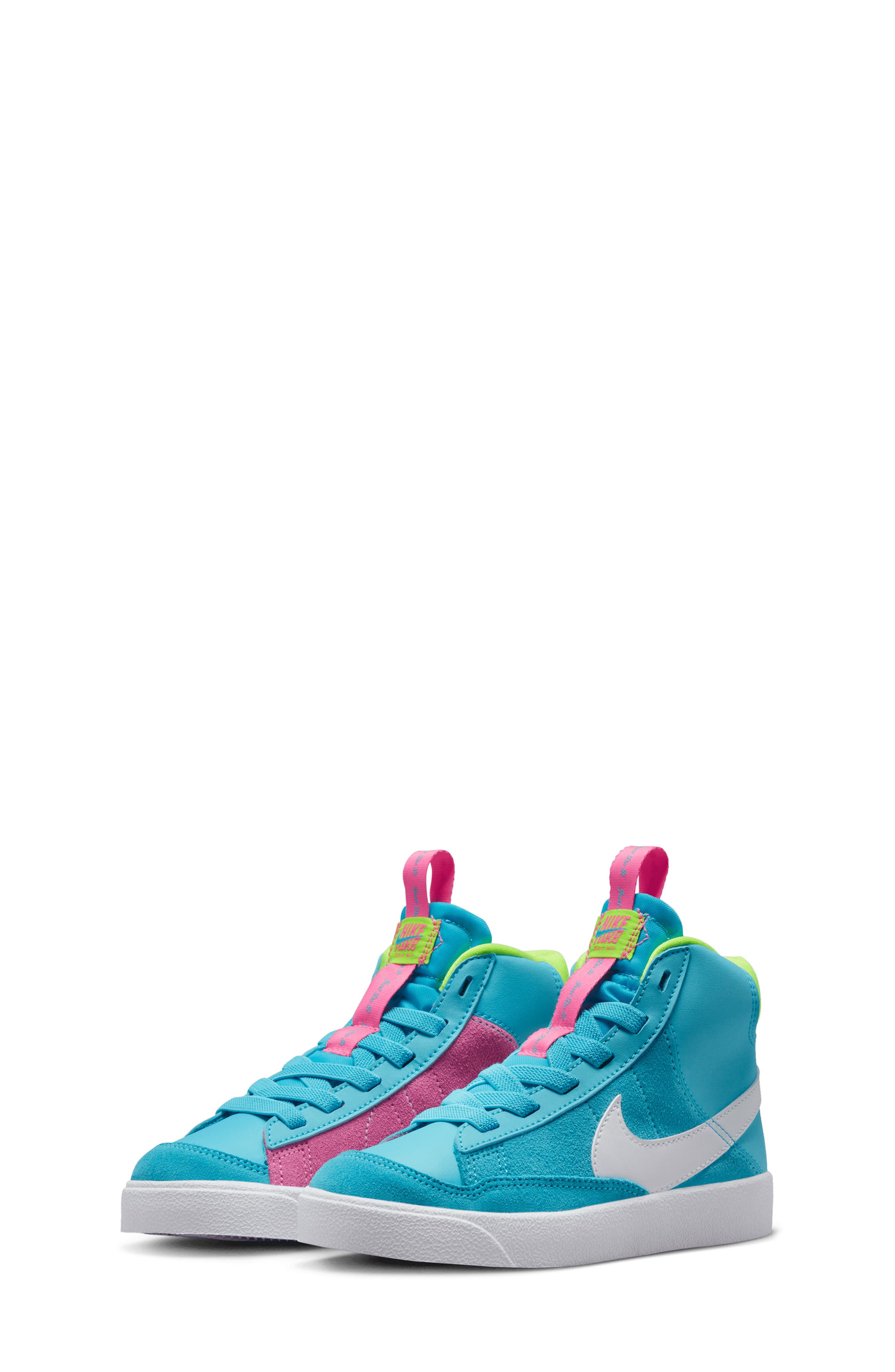 Nike Kids' Blazer Mid '77 SE Sneaker, Main, color, Baltic Blue/ White/ Pink/ Volt