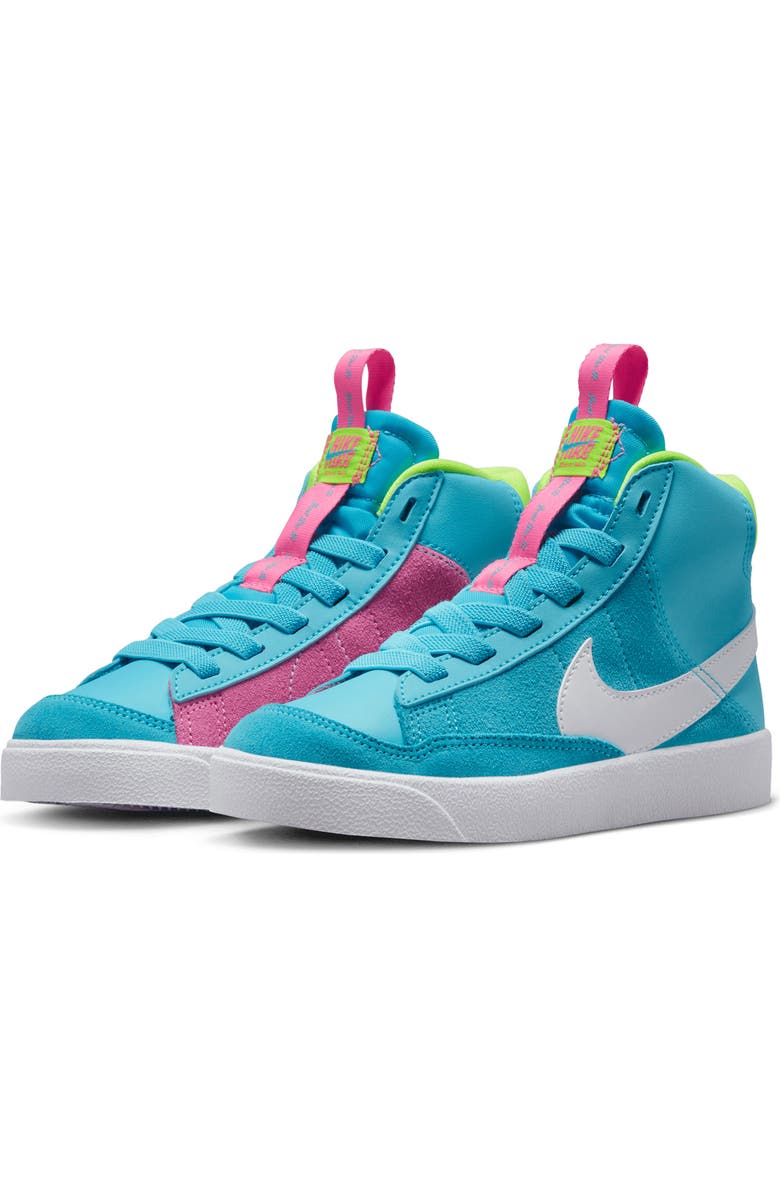 Nike Kids' Blazer Mid '77 SE Sneaker, Main, color, Baltic Blue/ White/ Pink/ Volt