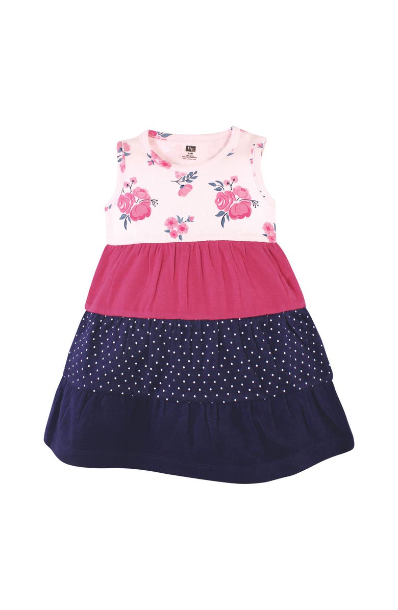 Hudson Baby Cozy Stylish All-Season Baby Dress 2Pk, Alternate, color, Pink Navy Floral