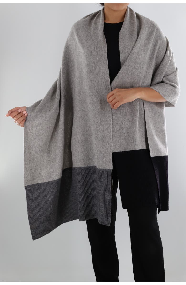 La Fiorentina Ombre Scarf with Frayed Border, Main, color, Grey/Black