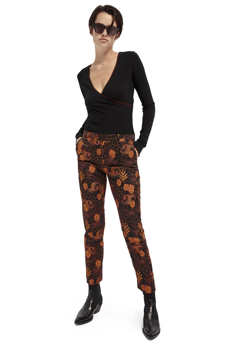 Scotch & Soda Lowry Metallic Jacquard Slim Fit Trousers, Alternate, color,