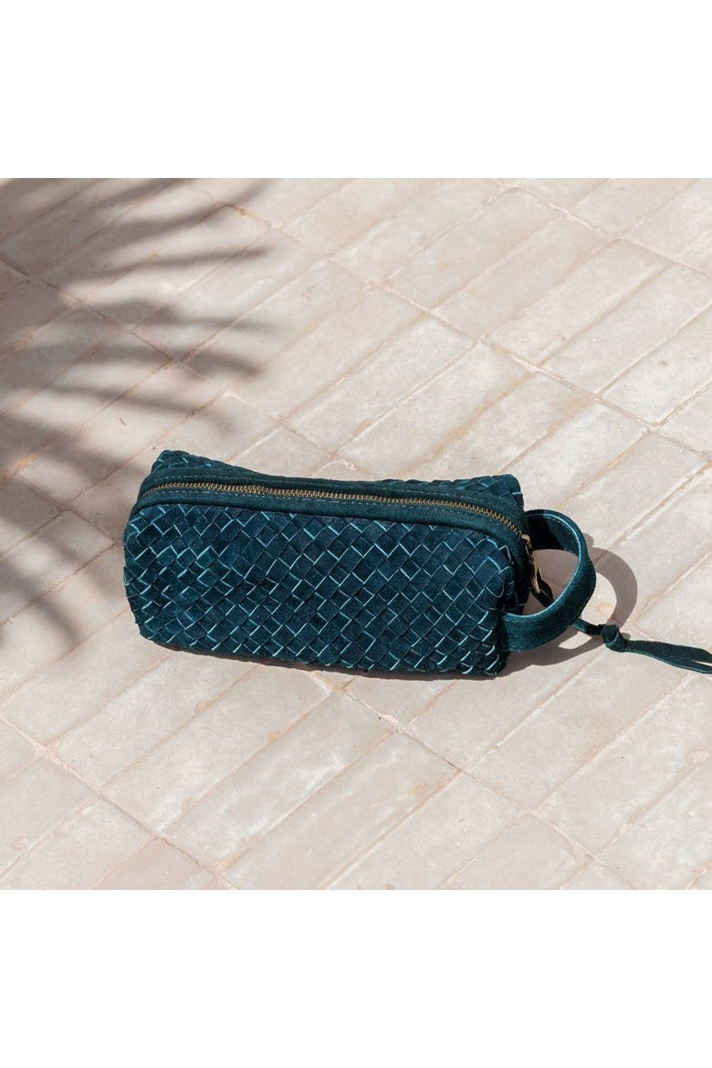 Suede Woven Leather Makeup Bag, Alternate, color, Large