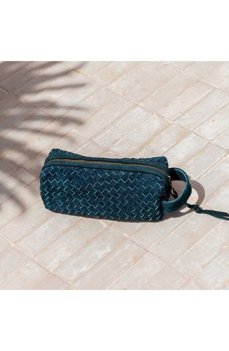 Amasouk Suede Woven Leather Makeup Bag, Alternate, color, Small