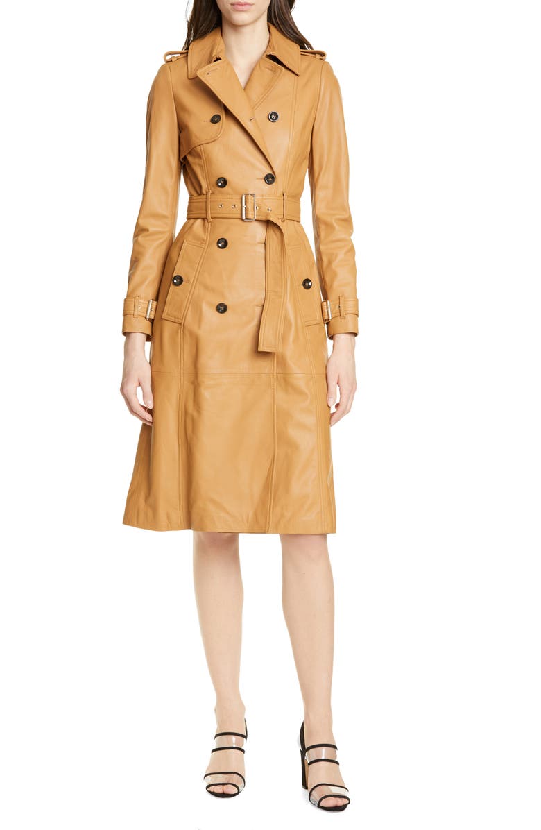 Karen Millen Leather Trench Coat, Main, color,