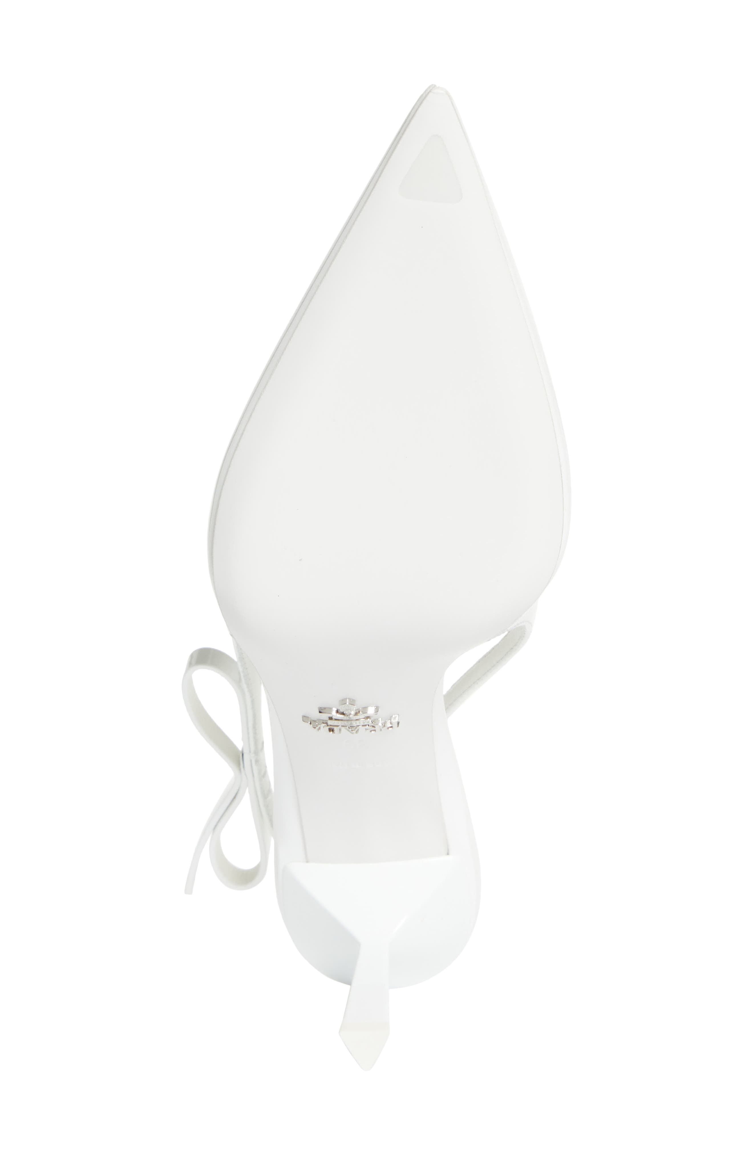 Bow Ponted Toe Slingback Pump, Alternate, color, BIANCO