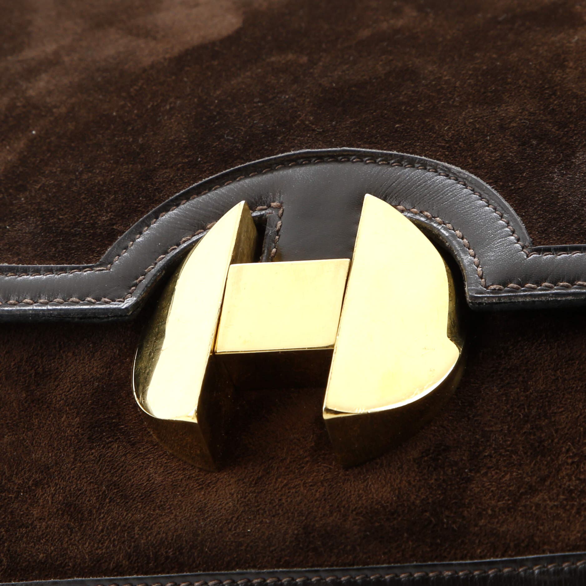 Pre-Owned Hermes 2002 Shoulder Bag Doblis Suede with Evercalf 20, Alternate, color, 