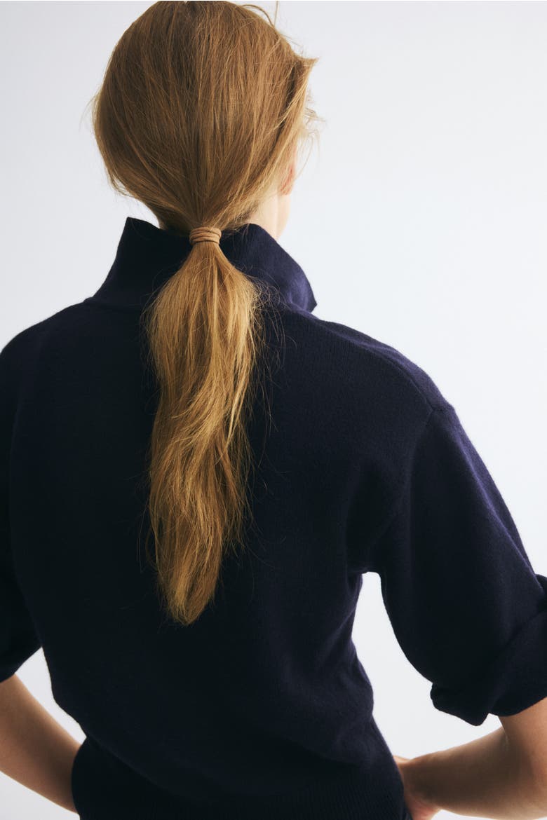 Fine-knit Polo Shirt, Alternate, color, Navy blue