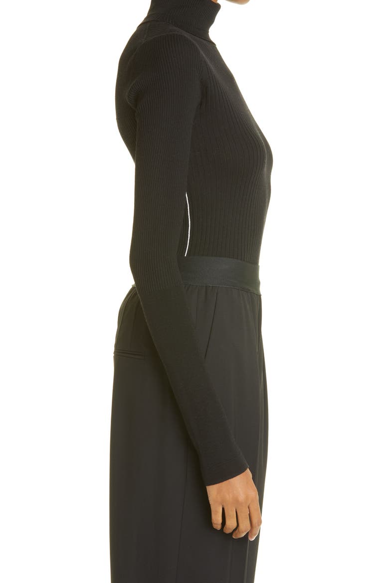 Rib Merino Wool Turtleneck Sweater, Alternate, color, BLACK IVORY LINK LINES