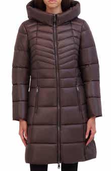 Kenneth Cole New York Soft Cire Funnel Neck Puffer Coat