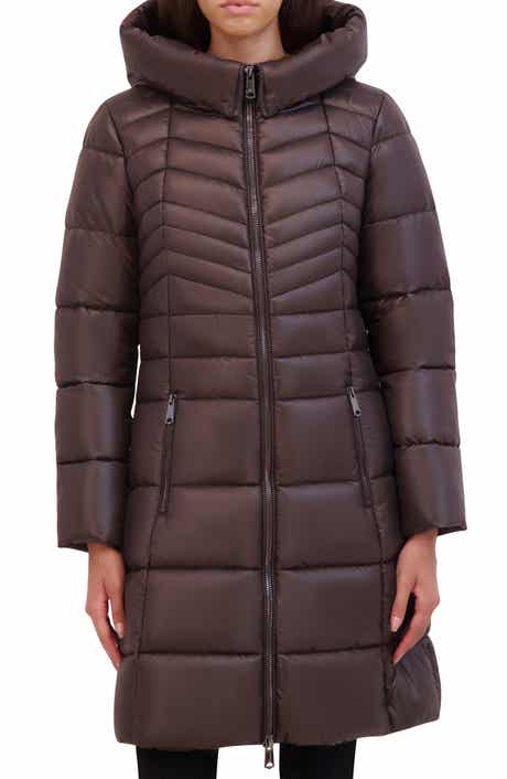 Kenneth Cole New York Soft Cire Funnel Neck Puffer Coat