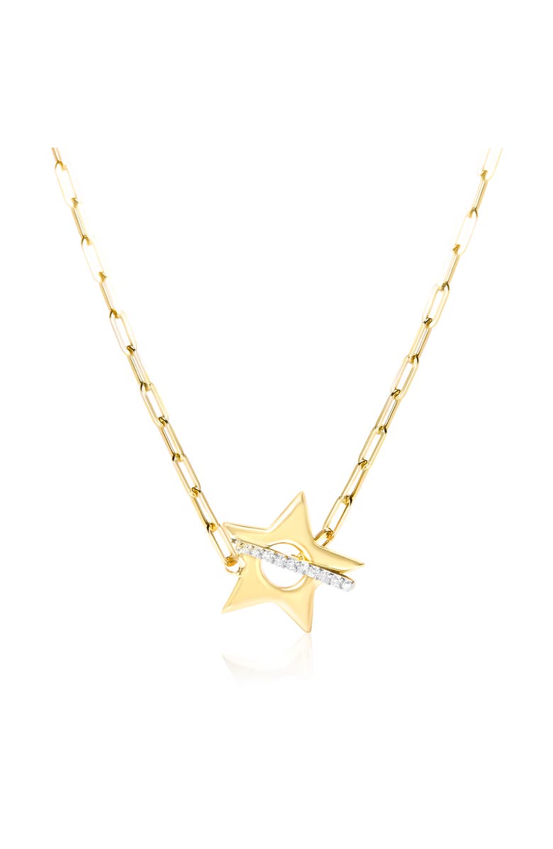 Haus of Brilliance 18K Yellow Gold Plated Sterling Silver Diamond Accent Star Pendant Necklace with Paperclip Chain, Main, color, Yellow Gold Over Silver