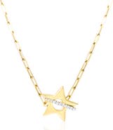 Haus of Brilliance 18K Yellow Gold Plated Sterling Silver Diamond Accent Star Pendant Necklace with Paperclip Chain
