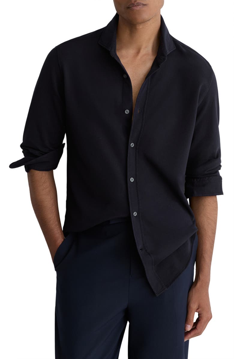 Reiss Dasilva Regular Fit Cotton Button-Up Shirt, Main, color, Navy