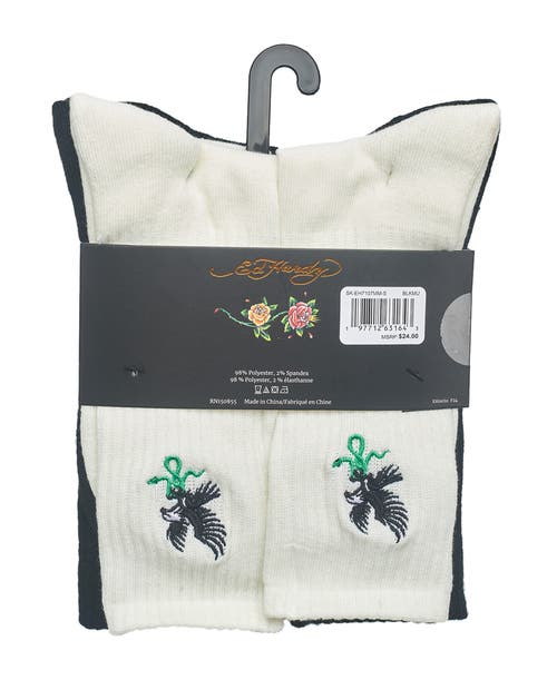 Ed Hardy Mens Embroidery Half Cushion Crew Sock 5-pack In Brown