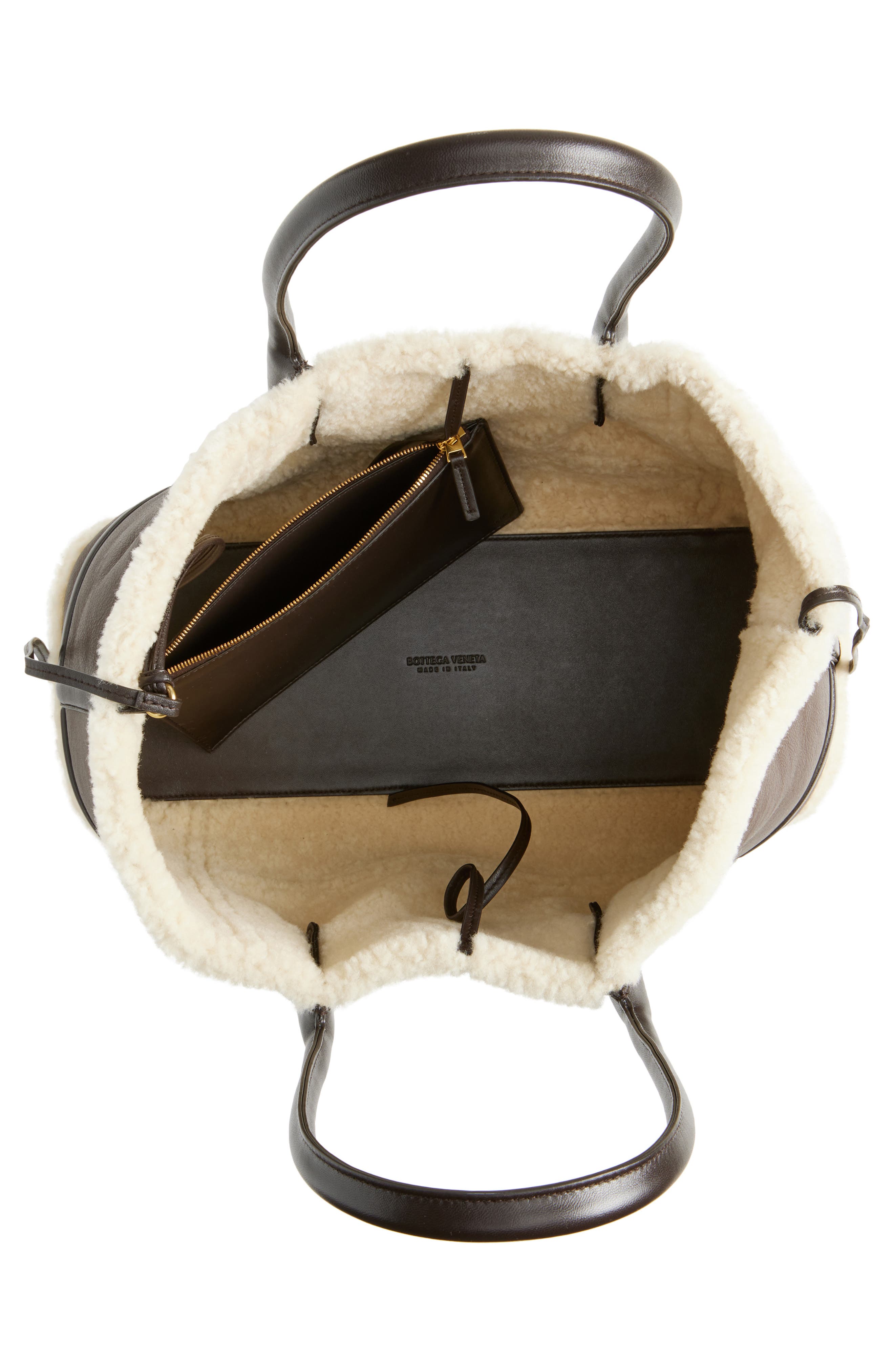 Bottega Veneta Medium Pinacoteca Leather & Genuine Shearling Tote, Alternate, color, 2055 Lig Bro-Teddy/ Fon-Mb