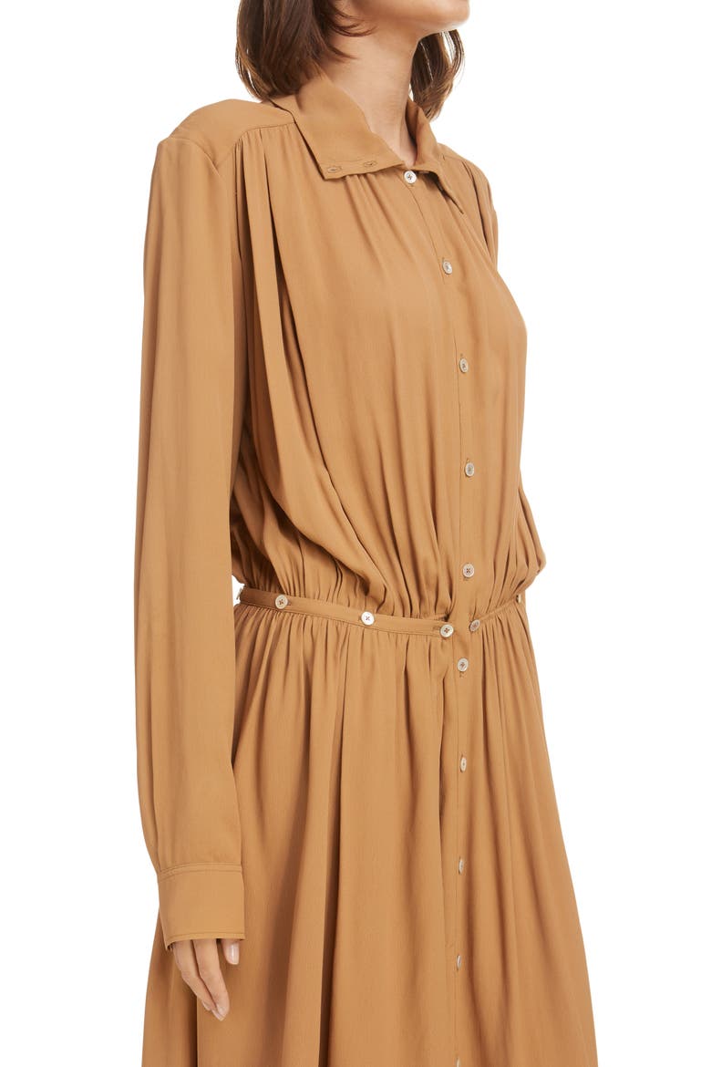 Asymmetric Long Sleeve Apron Dress, Alternate, color, CARAMEL 413