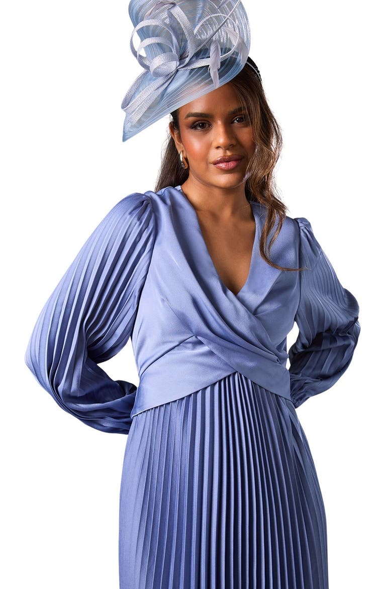 Petite Pleat Skirt Midi Dress, Alternate, color, Dusty Blue